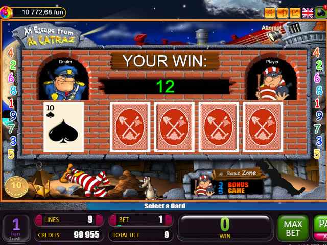 Рискованный раунд в автомате Побег из Алькатраса Риск-игра в слоте An escape from Alcatraz