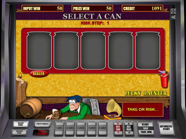 Рискованный раунд в автомате Пьяница Риск-игра в автомате Lucky Hunter